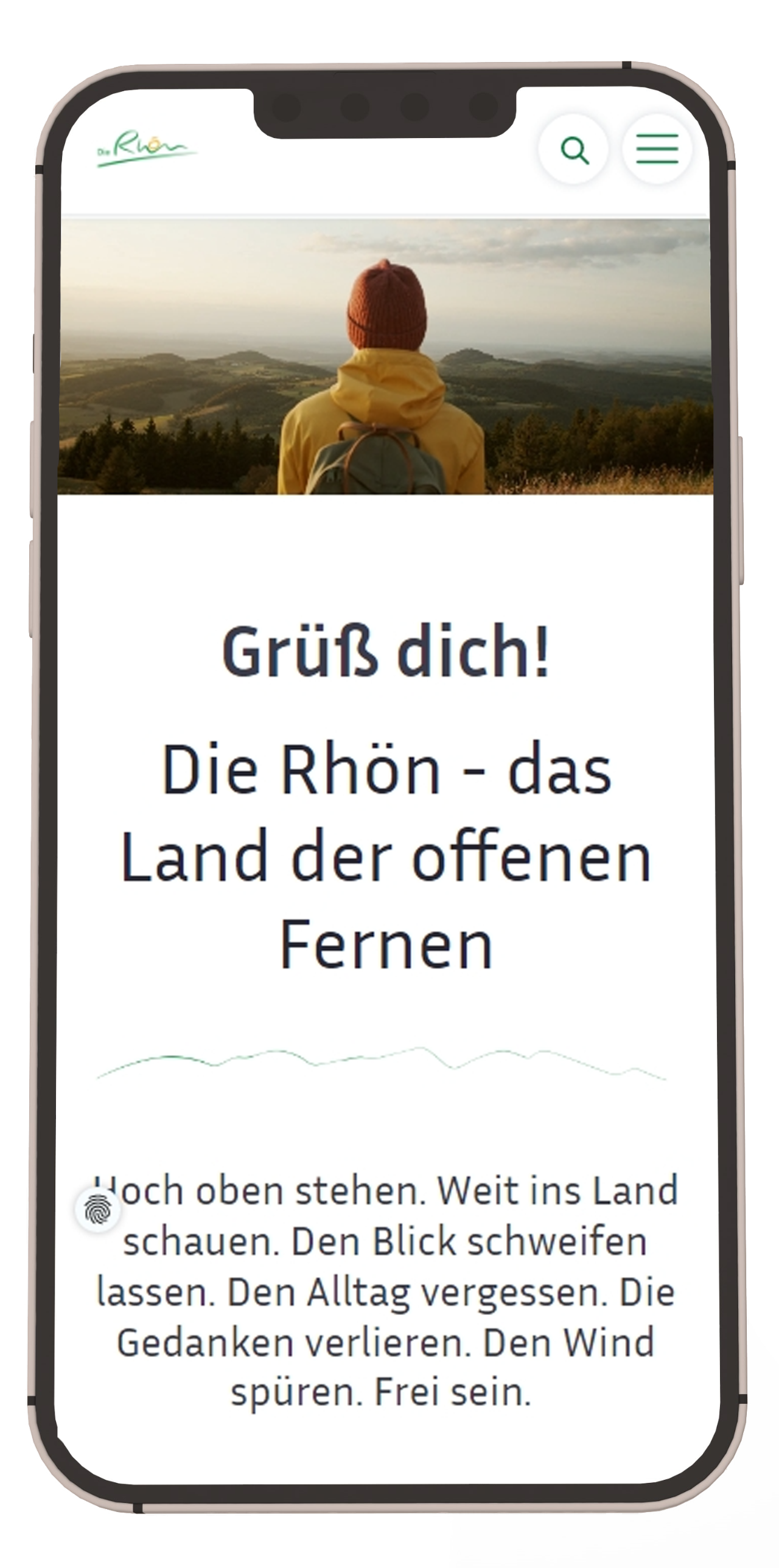 Mock-Up von Smartphone mit Rhön Newsletter.